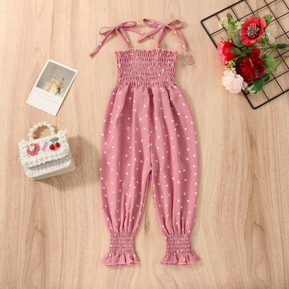 Baby Summer Clothes Sleeveless Strap Pants Solid Overalls Cotton Outfits Jumpsuits/ Romper for Girls