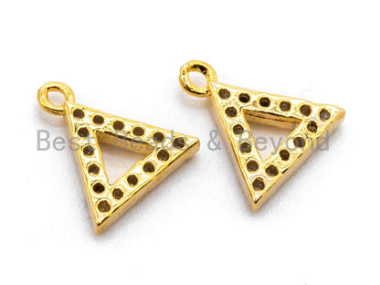 CZ Micro Pave Small Triangle Pendant/Charm, Cubic Zirconia Charm, Fashion Jewelry Findings, Gold/Silver/Rose Gold/Black Color 8x9mm, sku#B75