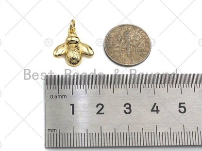 Bee Shape Pendant/Charm, Bee Cubic Zirconia Pendant, Silver/Gold Tone,15x16mm,Sku#L317