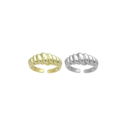 Gold Silver Twisted Dome Adjustable Ring, Sku#A377