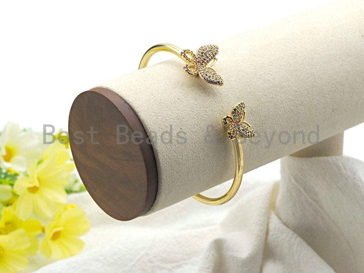 Coloful CZ Butterfly Open Cuff Bracelet, Sku#X75