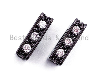 CZ Micro Pave Large Hole Rectangle Spacer Beads, Cubic Zirconia Big Hole Spacer Beads, Large Hole Spacer, 1pc/2pcs, sku#C55