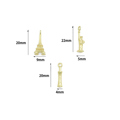 Eiffel Tower, Leaning Tower Of Pisa, Statue of Liberty Charm Pendant,Sku#LD751
