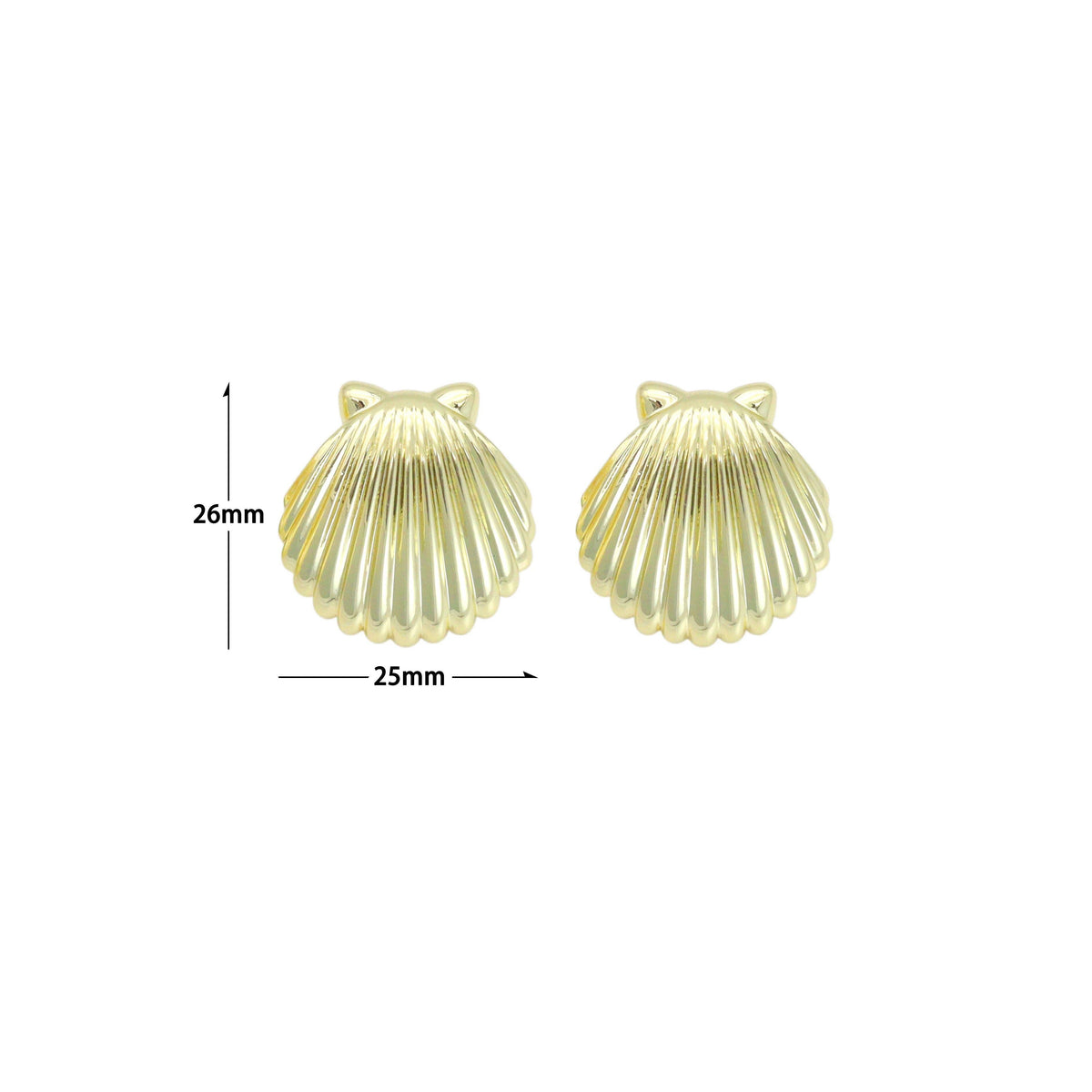 Clam Shell Shape Stud Earrings, Sku#L739