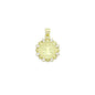 CZ Gold Saint Flower Coin Charm Pendant, Sku#LK1184