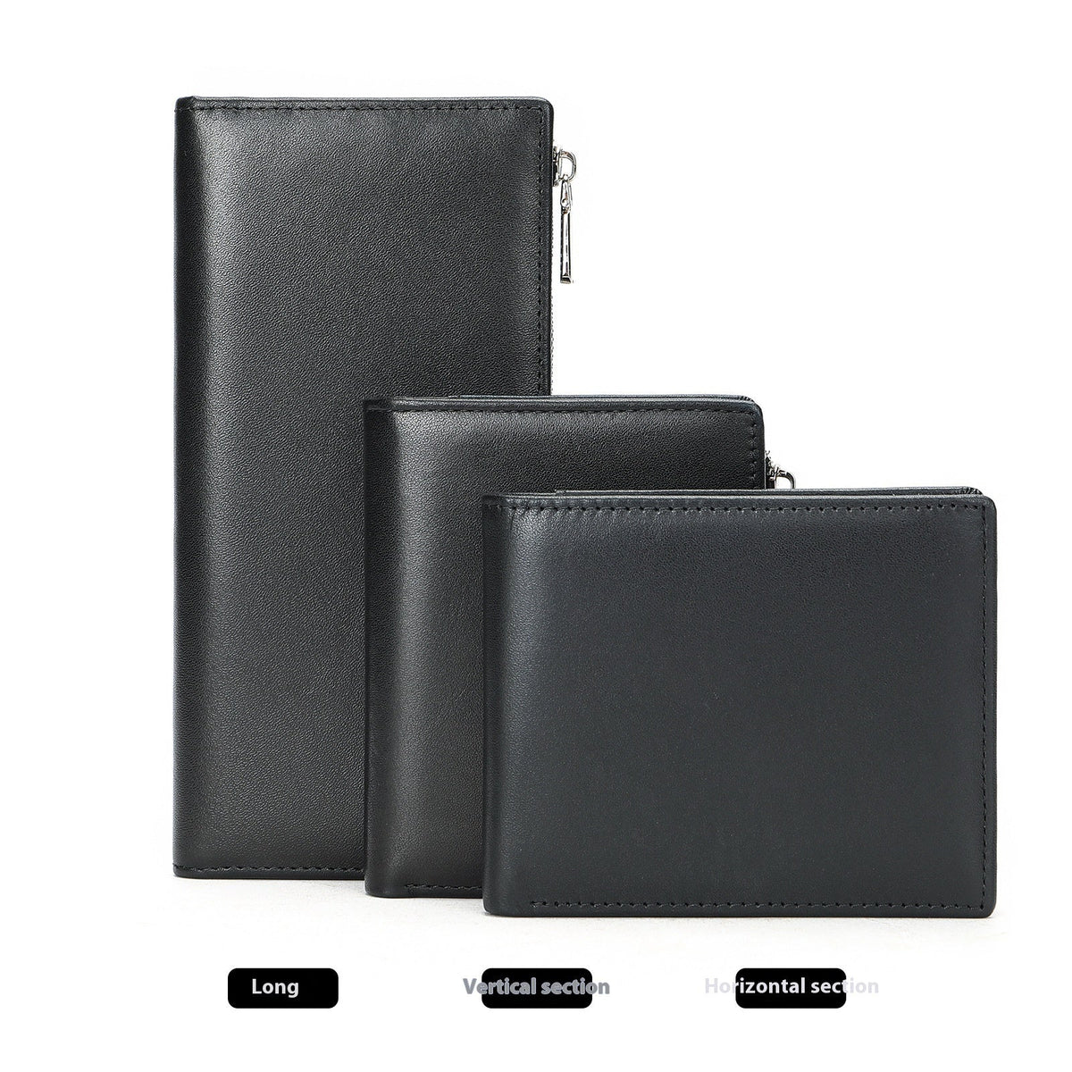 Handmade Cowhide Men's Zip Wallet Anti-theft