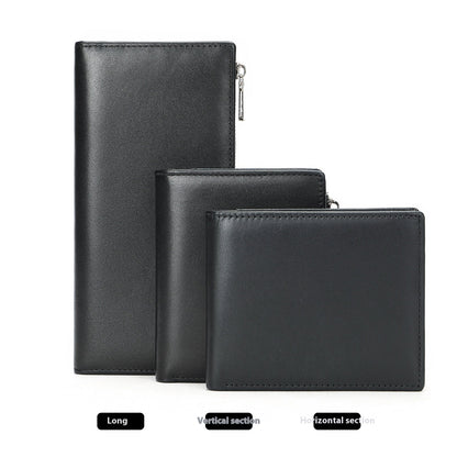 Handmade Cowhide Men's Zip Wallet Anti-theft