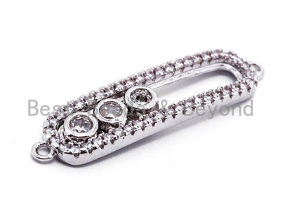 CZ Micro Pave Oval Bar with Movable CZ Beads Connector, sku#E350C