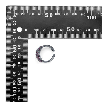 Black Pink Clear CZ Multilines Flower Adjustable Ring, Sku#A284