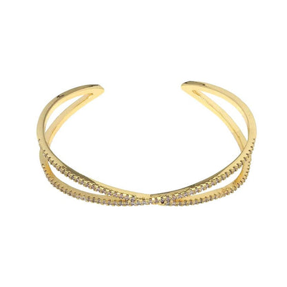 Clear CZ Gold Cross Adjustable Bracelet, Sku#LD403