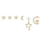 Multi Sets of Chic Star&Moon Earrings, 3-6pcs, 18k Gold Plated Stud Drop Hoop Huggie Cuff Chain, S925 Needle