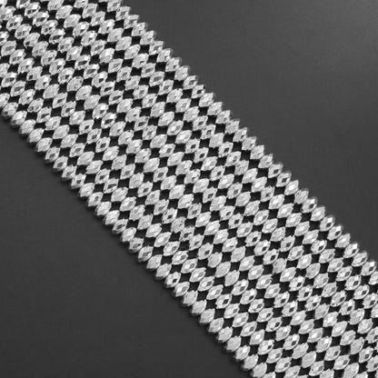 Bright Silver Hematite-2x3/2x4/3x6/3x8/6x10mm Rondelle Smooth /Faceted , SKU#S3