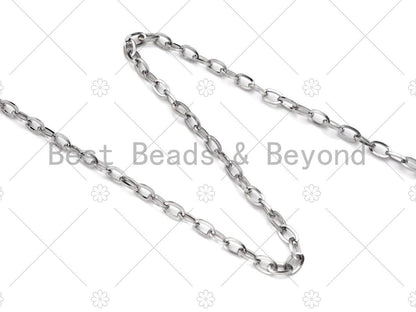 5x8mm Stainless Steel Rectangular Chain by Yard, Silver Unfinished Jewelry Chains, Wholesale Chain, Non-tarnishing Chain, sku#A105