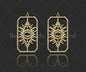 CZ Micro Pave Evil Eye On Rectangle Shape Pendant/Charm,Cubic Zirconia Charm, Necklace Bracelet Charm Pendant,20x37mm, Sku#L517