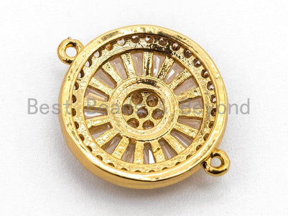 CZ Micro Pave Clear Crystal Evil Eyes Coin Connector for Bracelet/Necklace, Cubic Zirconia Space Connector Link, 14x18mm, 1pc, sku#A53