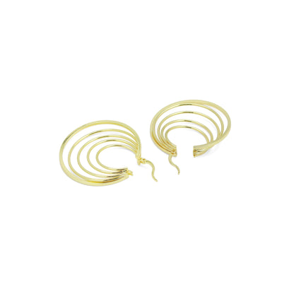 Gold Silver Mult Oval Line Hoop Earrings, Sku#LD603