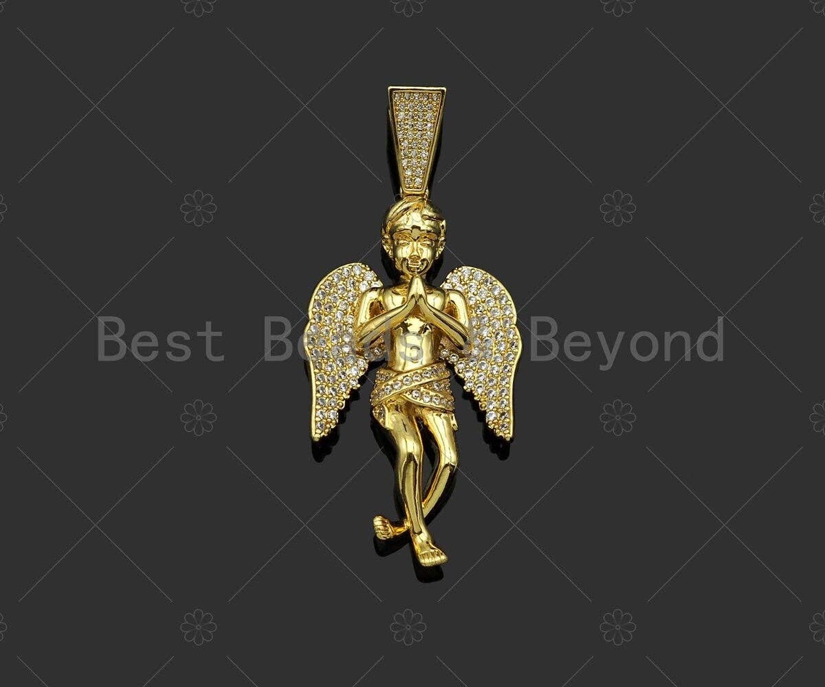 CZ Micro Pave Large Prayer Angel Shape Pendant/Charm, sku#L491