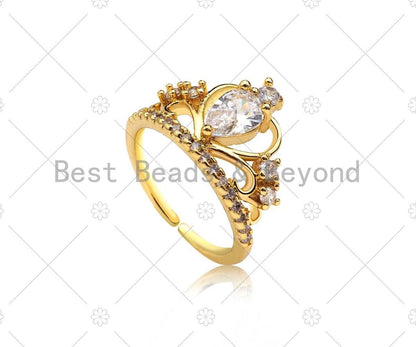 CZ Crown Adjustable Ring, Sku#LD115