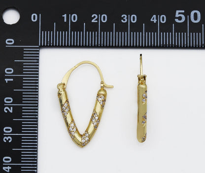 Gold Silver CZ Triangle Shape Earrings, Sku#JL122