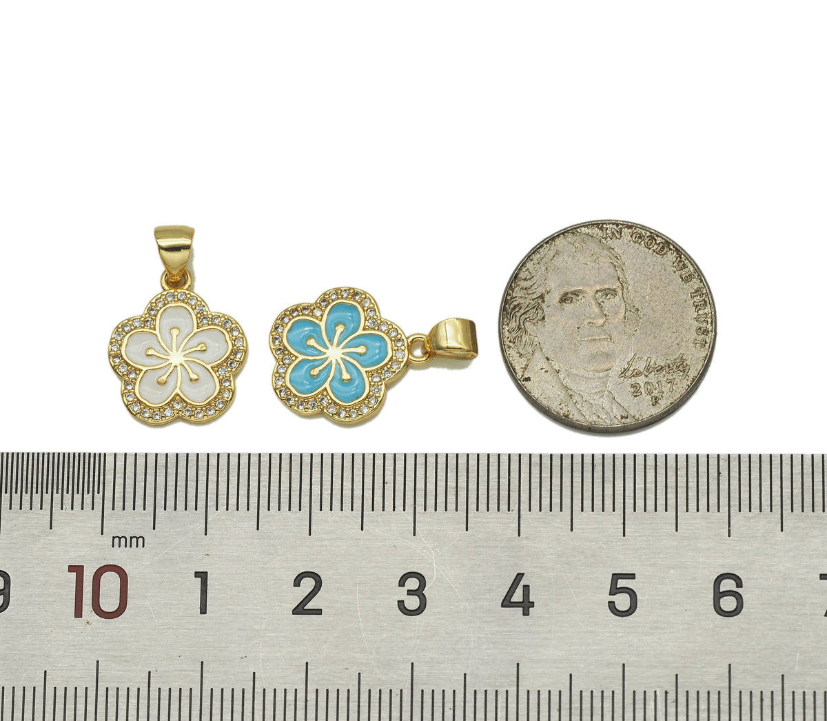 Colorful Enamel Flower Charm, LK577
