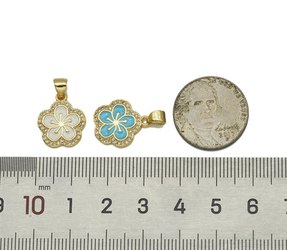 Colorful Enamel Flower Charm, LK577