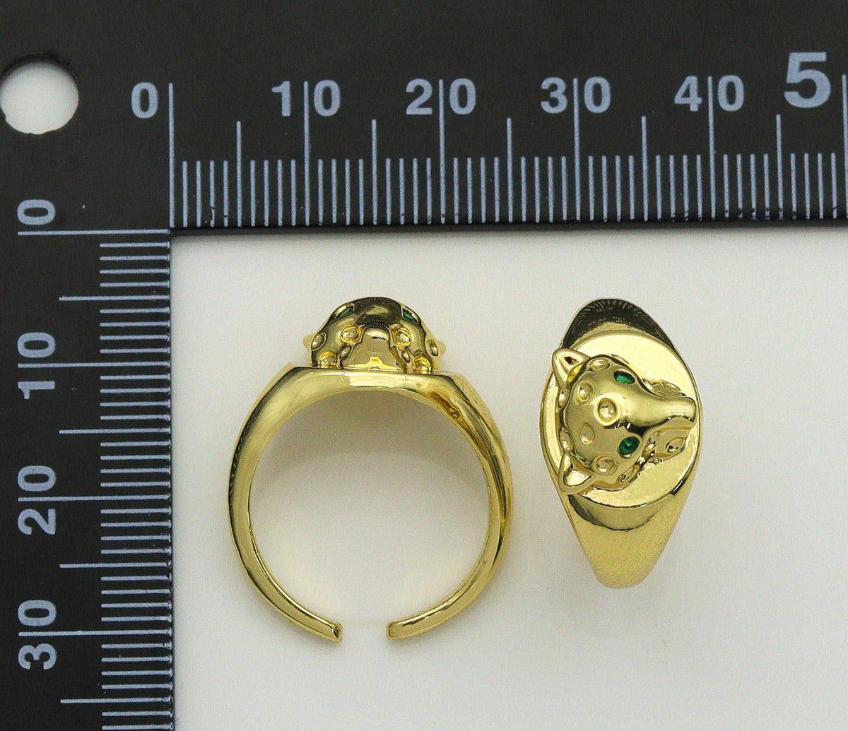 CZ  Leopard Head Adjustable Ring, Sku#LD263C