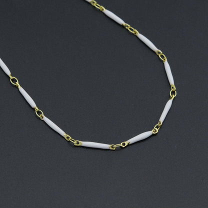 Hand made Dainty Long bar Enamel Metal chain necklace, EF589