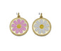 White Pink Enamel Daisy Flower Charm, Sku#L707
