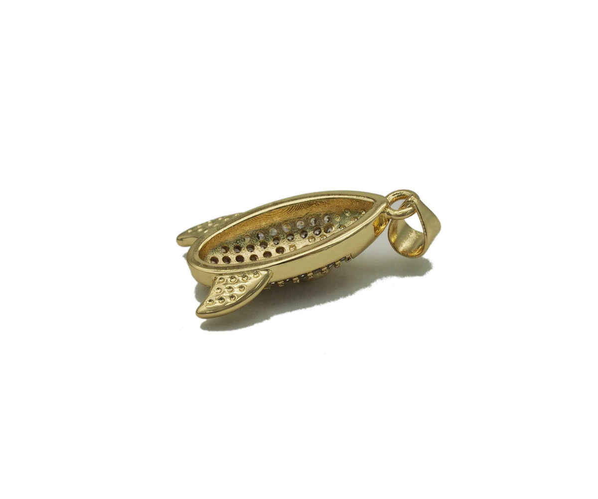 Gold CZ Rocket Charm, Sku#LK687