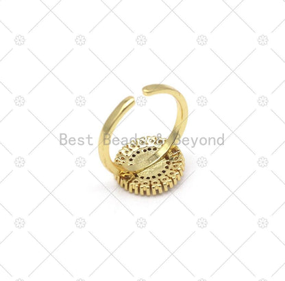 CZ Virgin Mary On Round Adjustable Ring, Sku#LD171