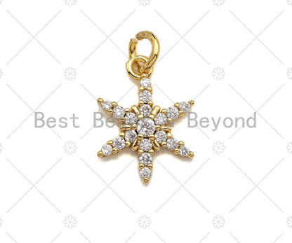 CZ Micro Pave Snowflake Charm/Pendant, Snowflake Shape Charm, Pave Pendant, Gold plated charm,12x16mm, Sku#LK111