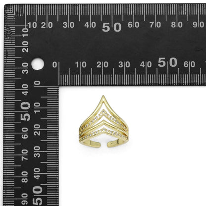 Gold Clear CZ Waving Lines Adjustable Ring, Sku#LK862