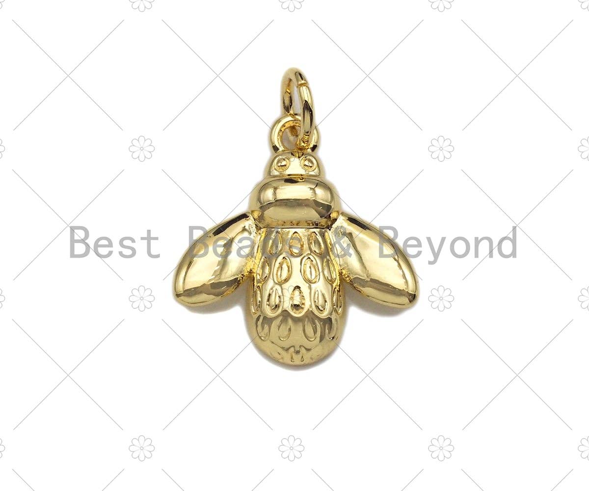 Bee Shape Pendant/Charm, Bee Cubic Zirconia Pendant, Silver/Gold Tone,15x16mm,Sku#L317