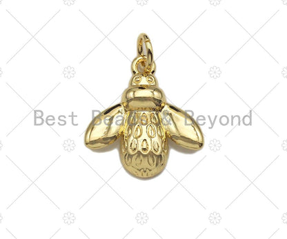 Bee Shape Pendant/Charm, Bee Cubic Zirconia Pendant, Silver/Gold Tone,15x16mm,Sku#L317