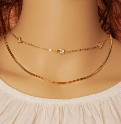 Dainty herringbone Chain Necklace, sku#B336
