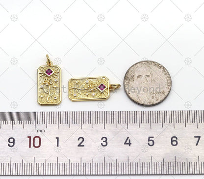 CZ Rose Flower Charm, Sku#LK536