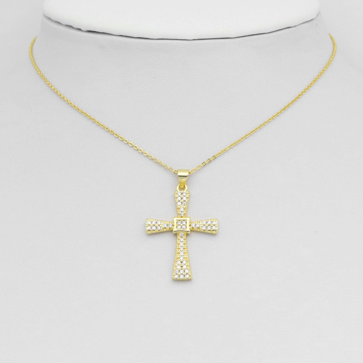Gold Silver Clear CZ Cross Charm Pendant, Sku#LD633