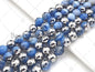 Natural Half Silver Plated Light Blue Agate Beads, 8mm/10mm/12mm Round Faceted Agate Beads, 15.5 Full Strand, sku# UA123