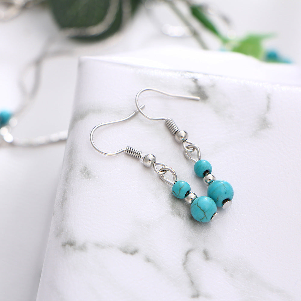 Vintage Bohemian Natural Turquoise Stone Jewelry Set