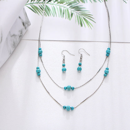 Vintage Bohemian Natural Turquoise Stone Jewelry Set