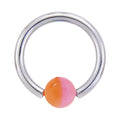 14G 7/16 Pink and Orange Glow in the Dark BCR Captive Ring