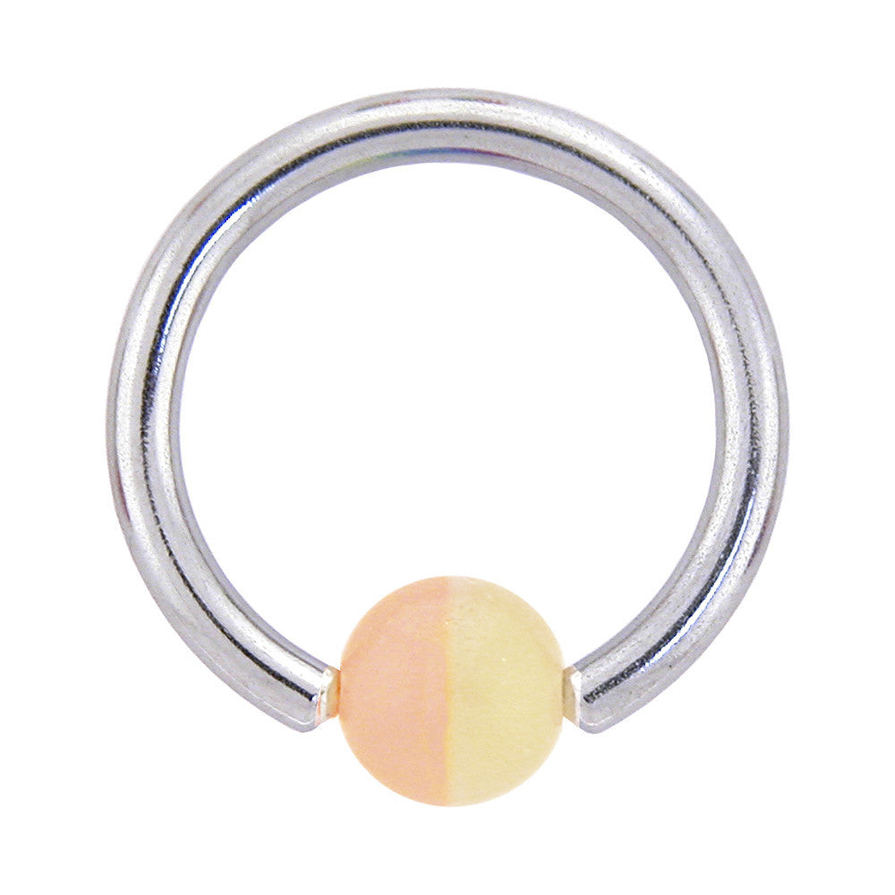 14G 7/16 Two-Tone Orange UV Glow BCR Captive Ring