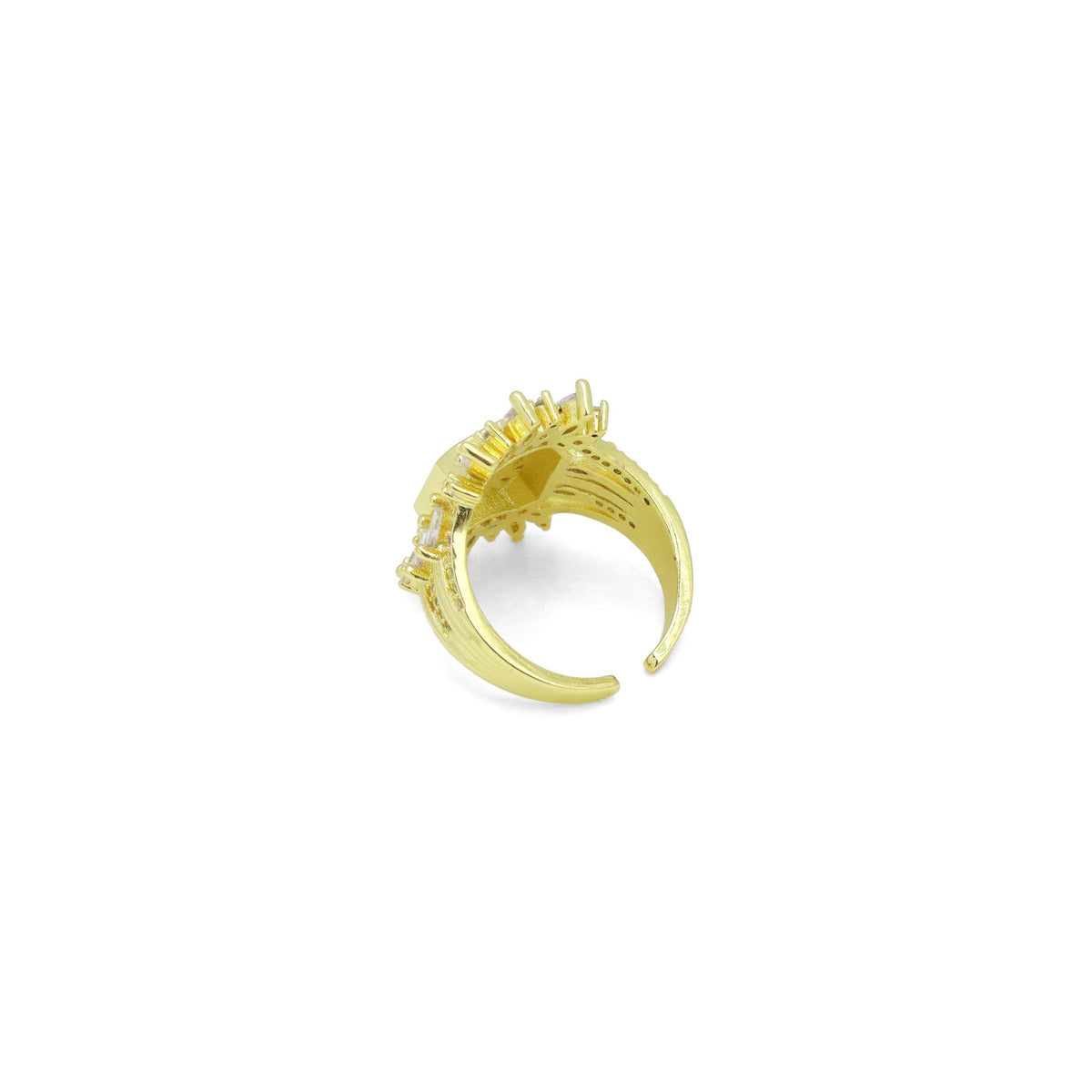 Baguette CZ Rectangle Center Statement Adjustable Ring, Sku#LK1069