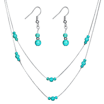 Vintage Bohemian Natural Turquoise Stone Jewelry Set
