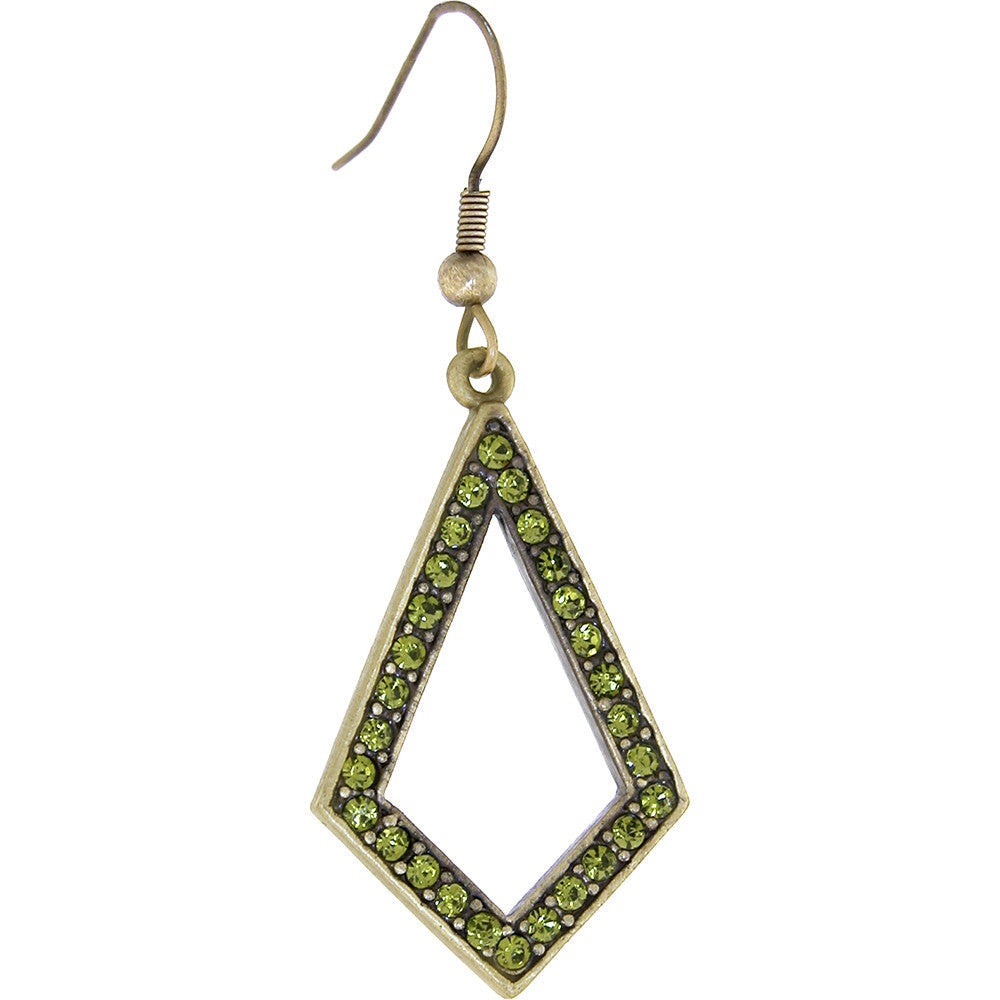 ELLE Jewery Antique Gold Olivine Rhinestone TEASE Earrings