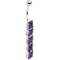 Sterling Silver Amethyst TRIANGLE JEWEL DROP Dangle Belly Ring