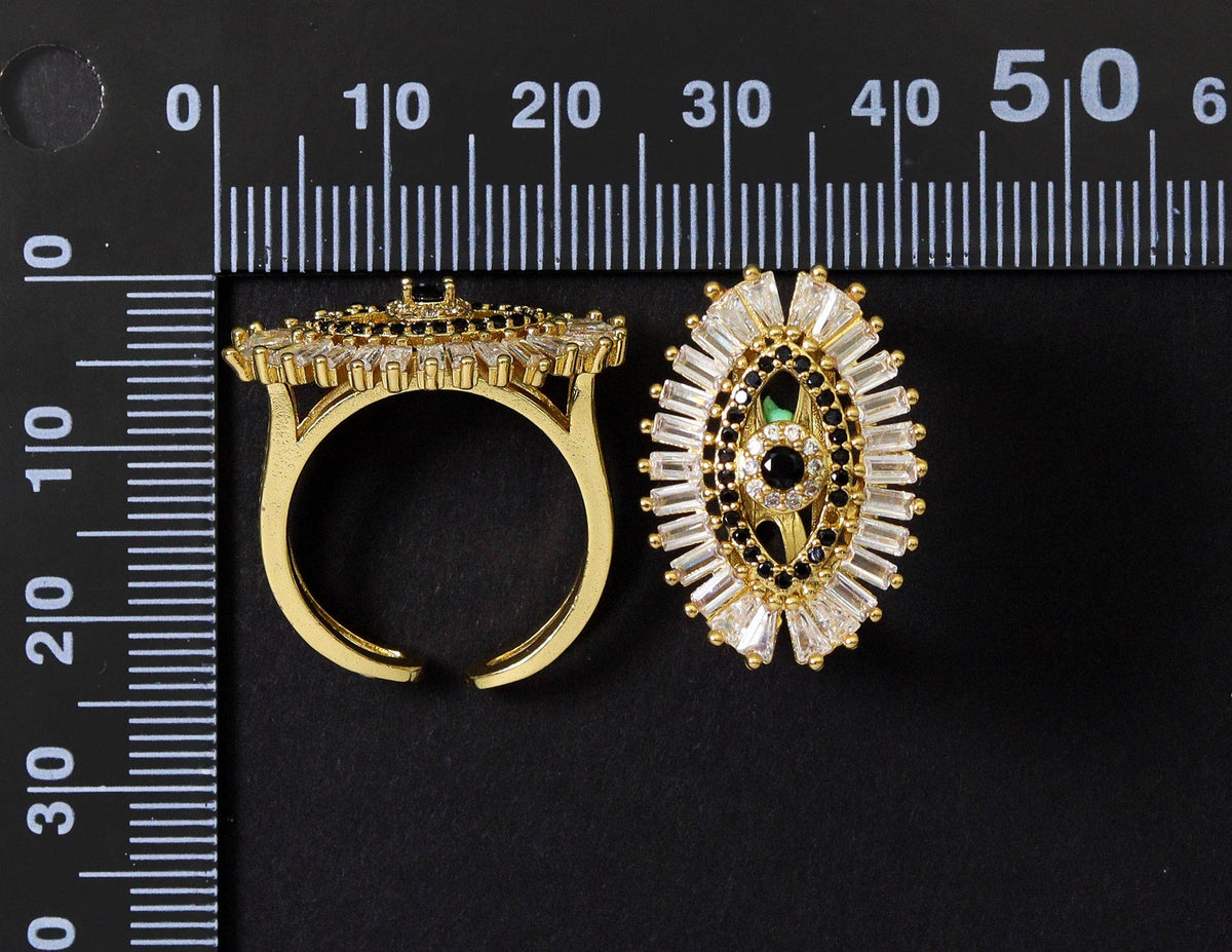 CZ Pave Evil Eye Ring,Sku#B152