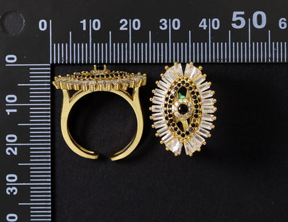 CZ Pave Evil Eye Ring,Sku#B152