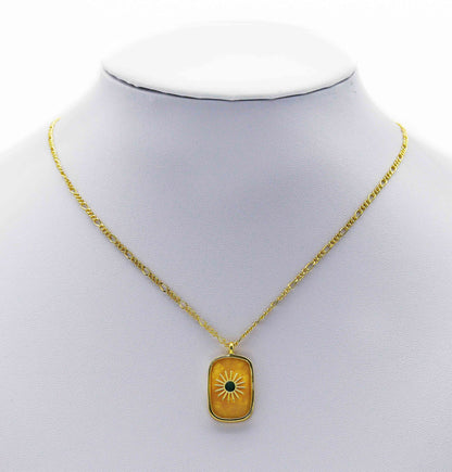 Gold North Star On Rectangle Gemstone Charm, Sku#LY14c