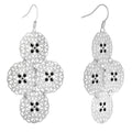 Silver Black Round Filigree Dangle Earrings